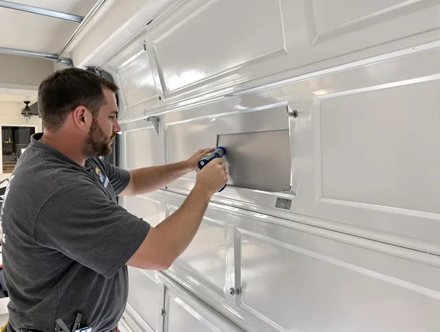 Garage door panel repair by Swansea Garage Door Repair in Swansea