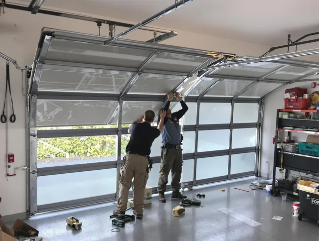 Swansea Garage Door Repair expert performing precise panel replacement on Swansea garage door